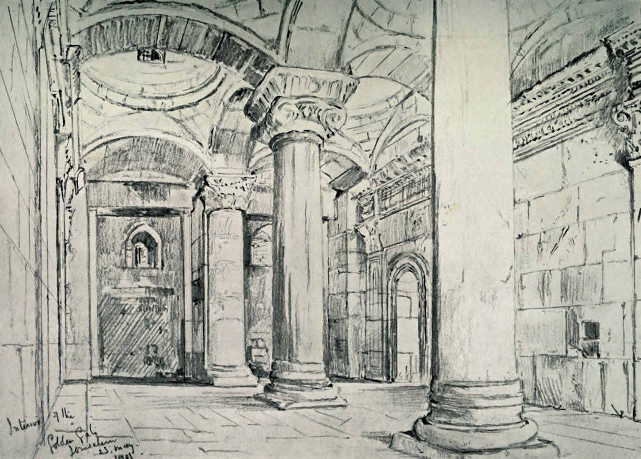Jeruzalém - interiér zlaté nebo krásné brány, 1902. od John Fulleylove