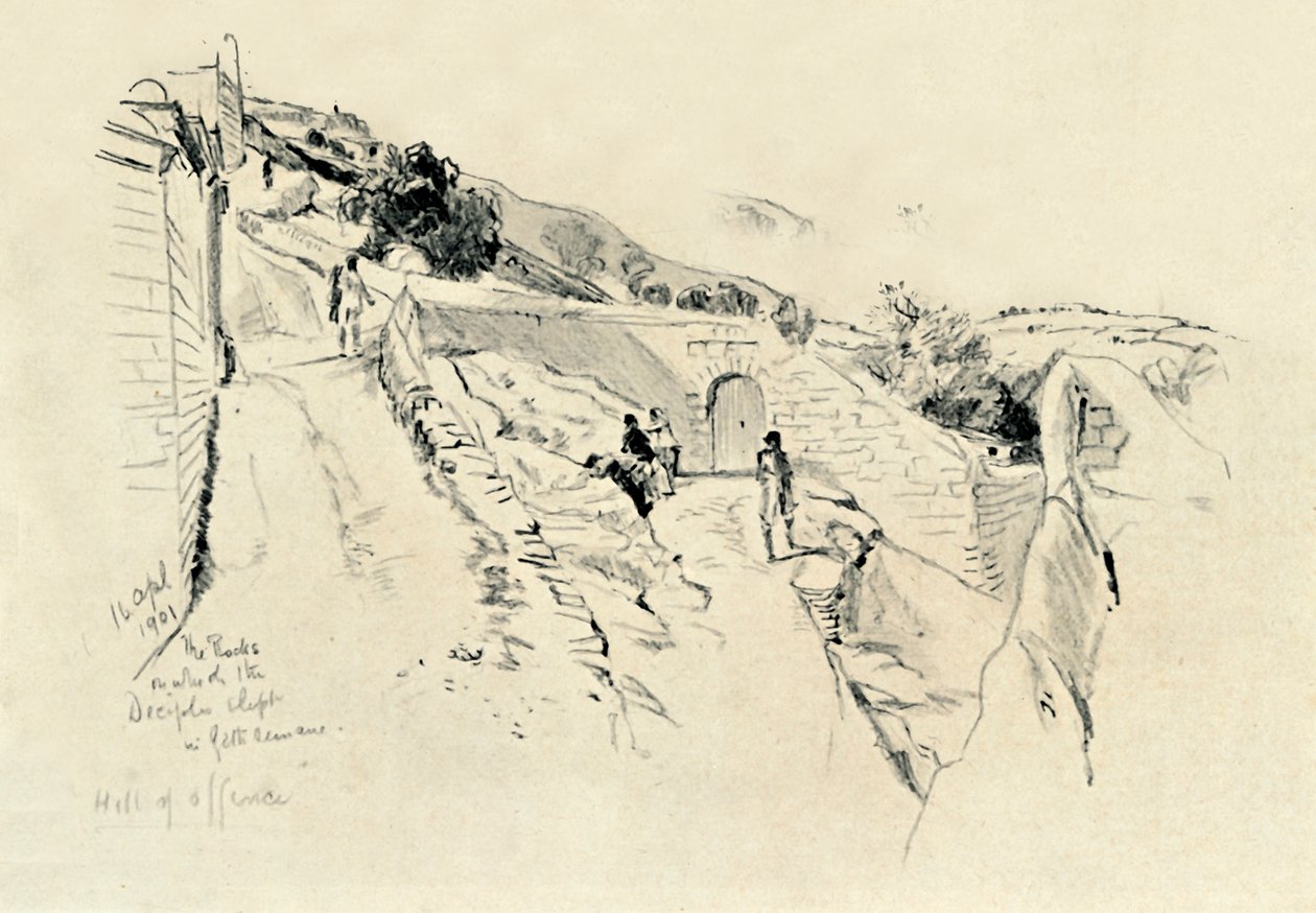 Na Olivové hoře, kde učedníci spali během agónie v zahradě, 1902. od John Fulleylove
