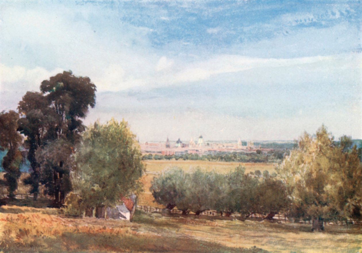 Oxford, od South Hinksey (barevná litografie) od John Fulleylove