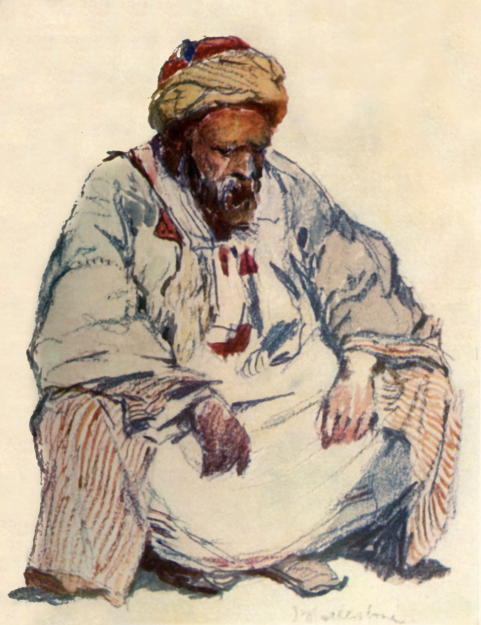 Sedící postava syrského ovčáka v kabátě z ovčí kůže, 1902. od John Fulleylove