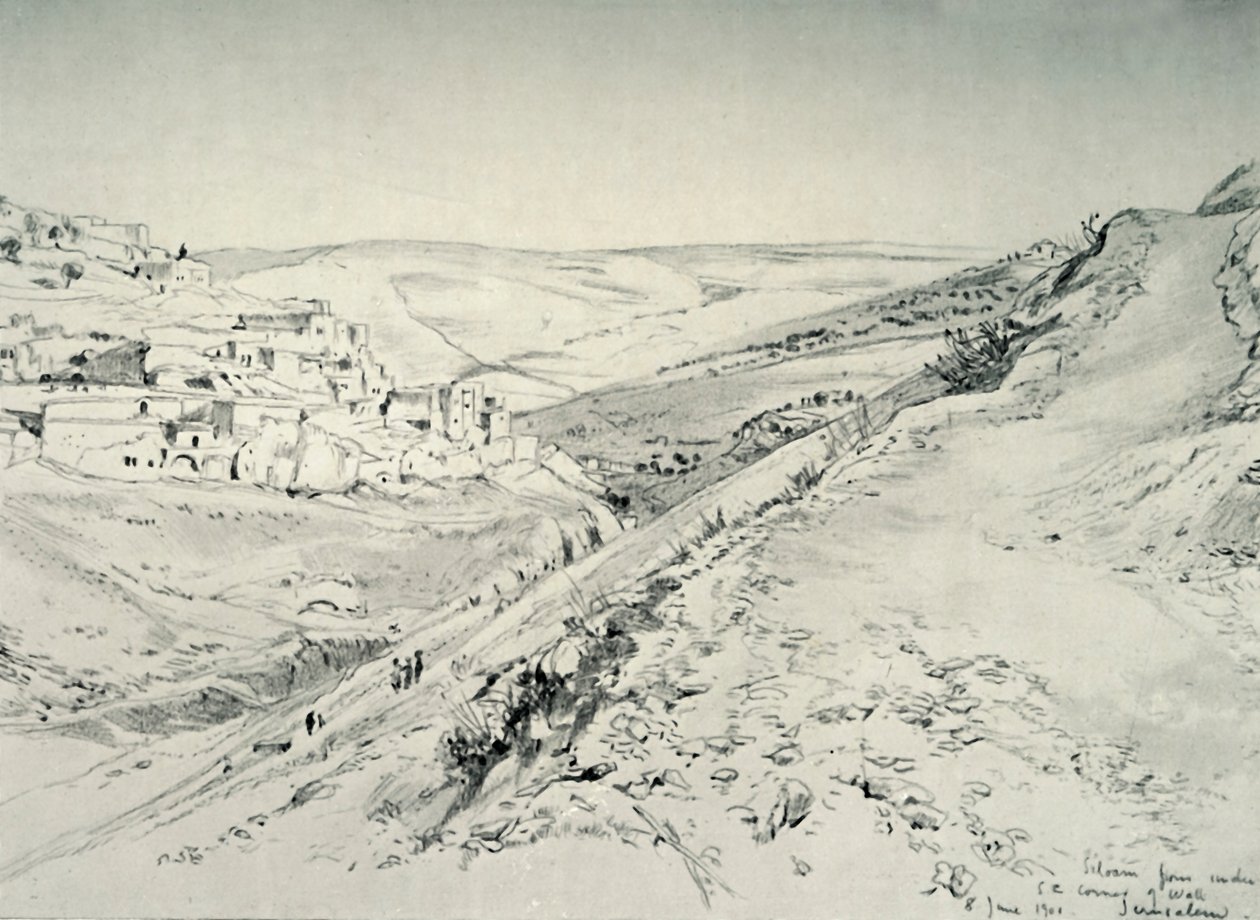 Siloam zpod jihovýchodního rohu zdi oblasti chrámu, 1902. od John Fulleylove