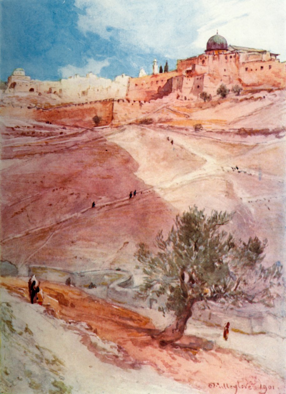 Jižní zeď Jeruzaléma od severního konce vesnice Siloam, 1902. od John Fulleylove