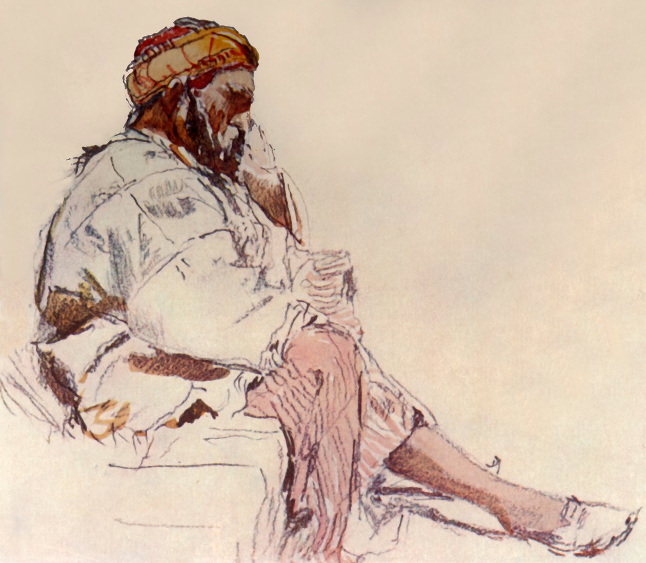 Syrský rolník sedící: V profilu, 1902. od John Fulleylove