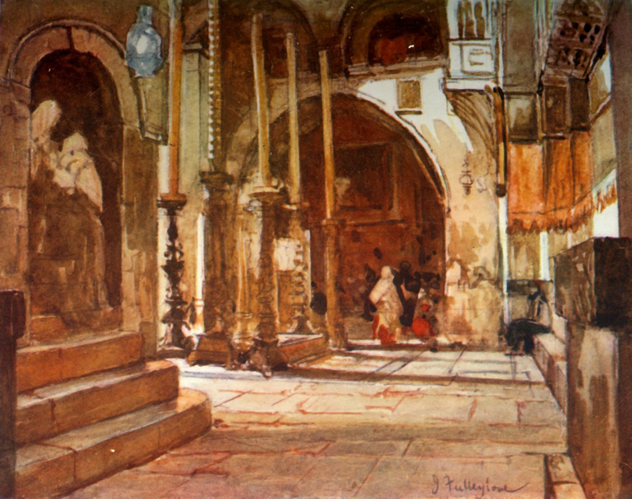 Kámen pomazání z Ambulance kostela křižáků, 1902. od John Fulleylove