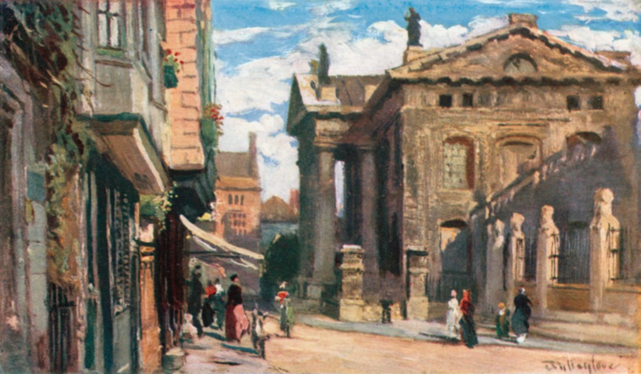 Budova Clarendon, pohled na východ (barevná litografie) od John Fulleylove