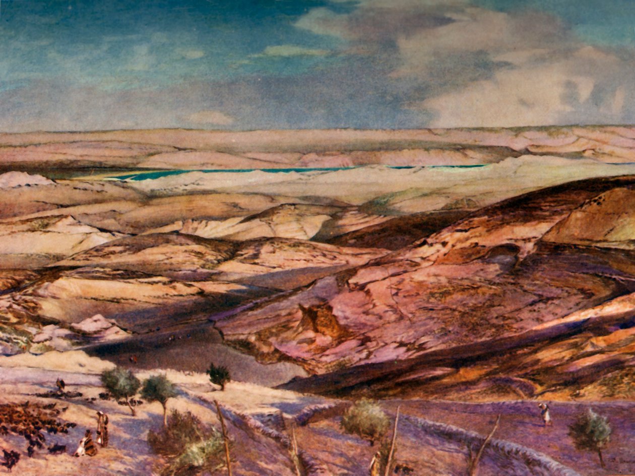 Judská poušť a Mrtvé moře z nejvyššího bodu Olivetské hory, 1902. od John Fulleylove