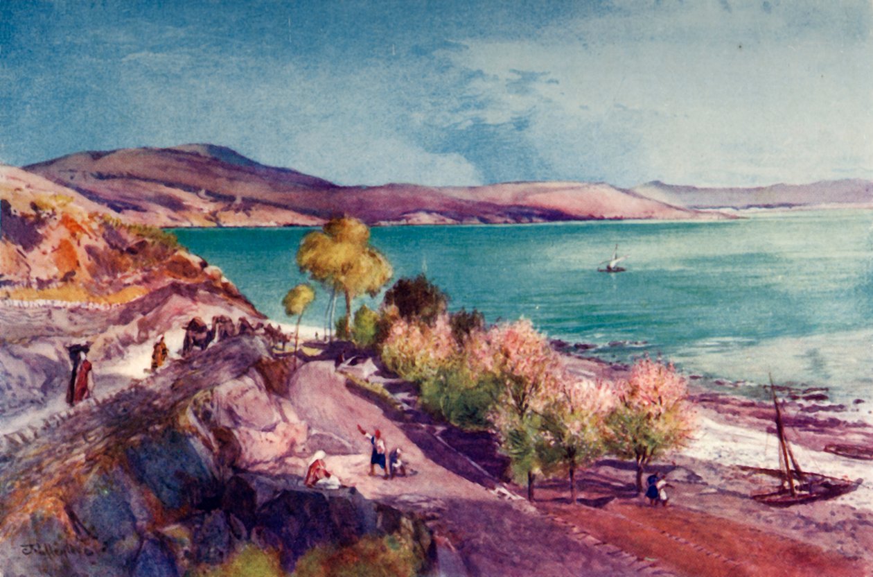 Galilejské jezero, při pohledu na sever od Tiberias, 1902. od John Fulleylove