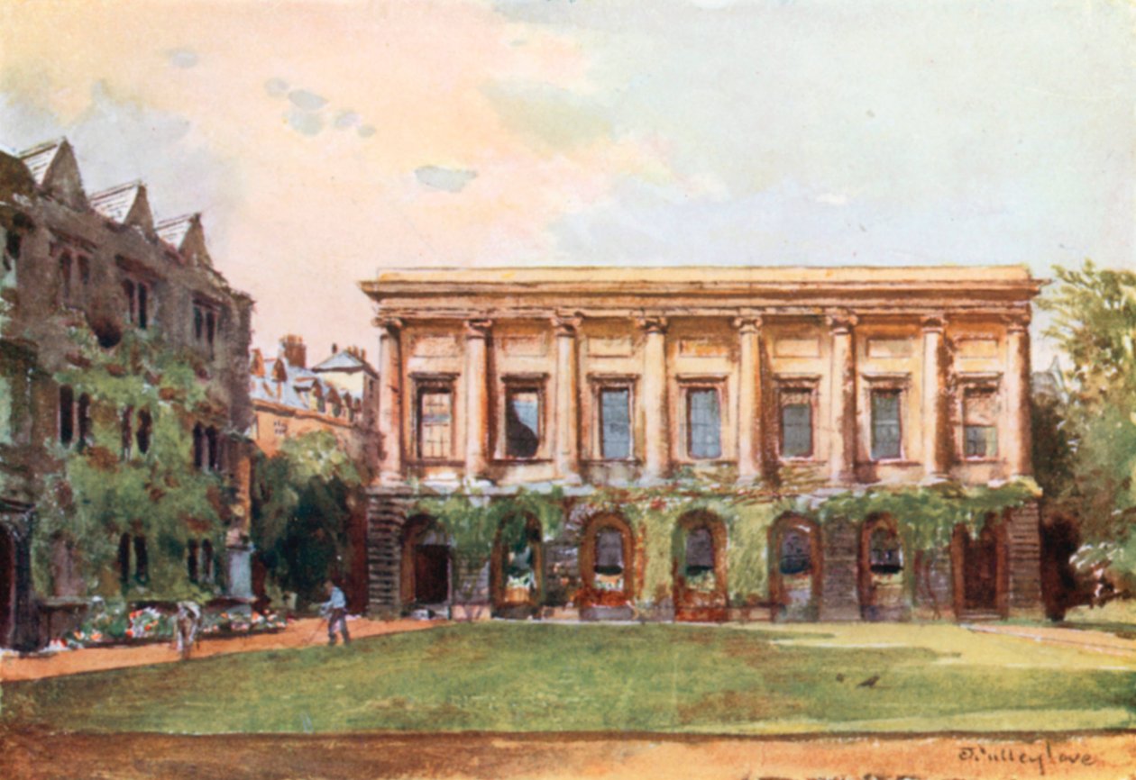Knihovna, Oriel College (barevná litografie) od John Fulleylove