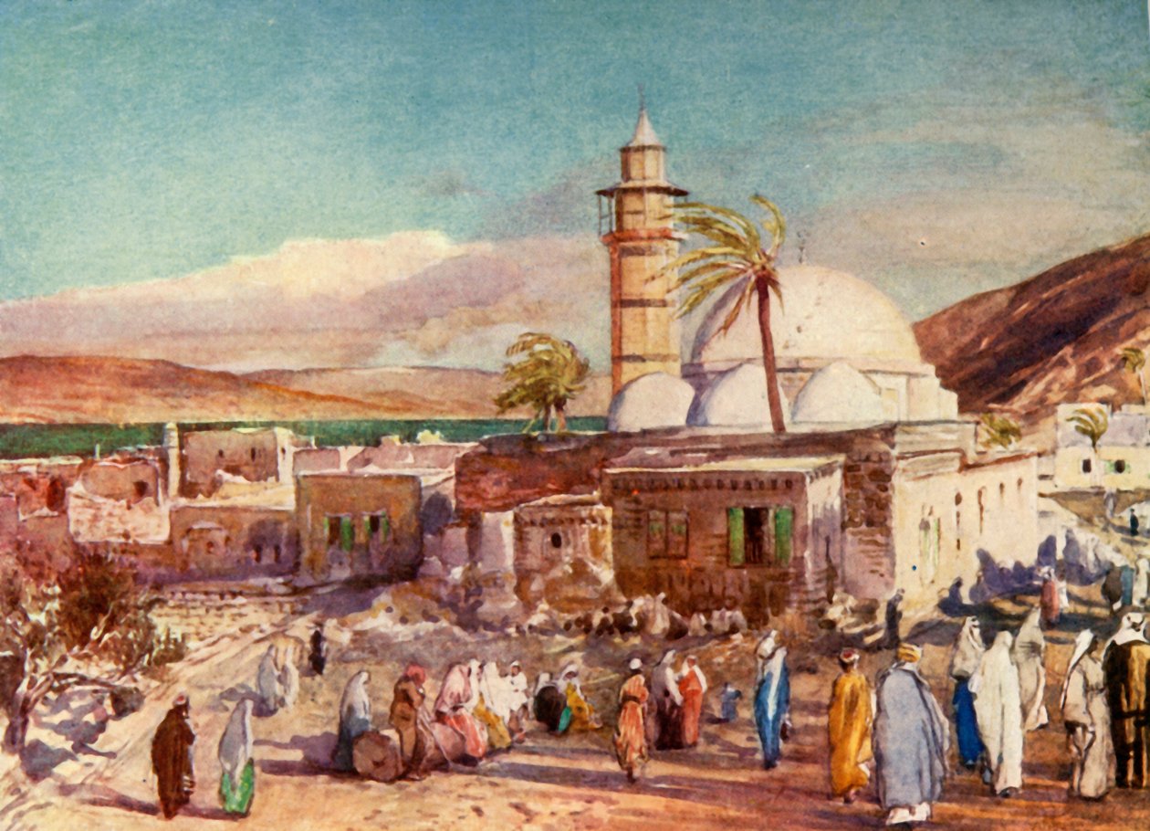 Mešita v Tiberias a Galilejské jezero, 1902. od John Fulleylove
