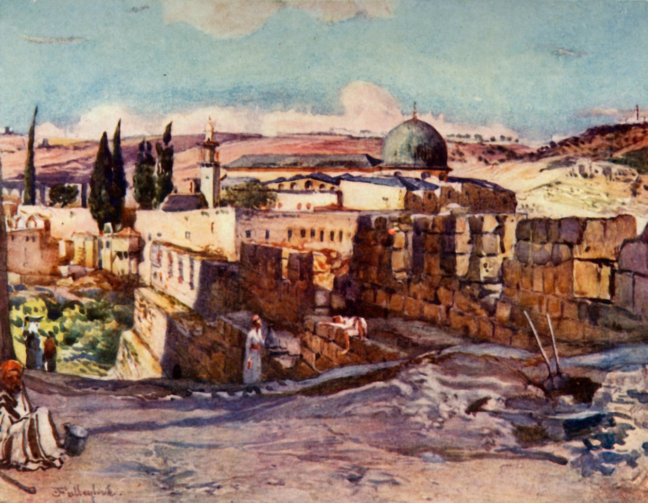 Mešita El Aksa z vnitřku jižní zdi Jeruzaléma, 1902. od John Fulleylove