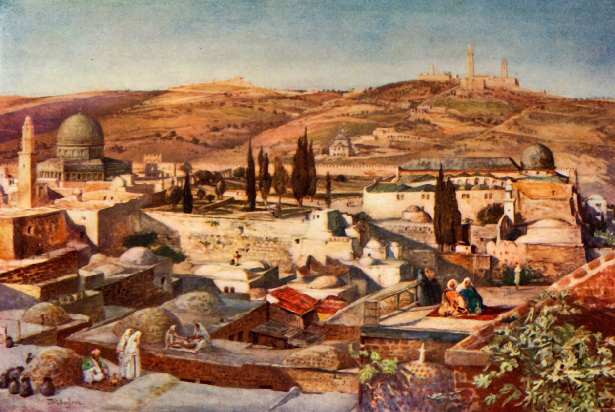 Oblast chrámu a Olivetská hora z hory Sion, 1902. od John Fulleylove