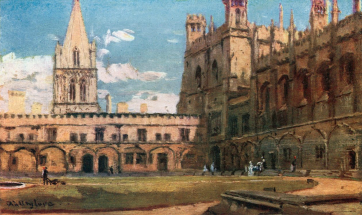 Tomův čtyřúhelník, Christ Church, od jižního vchodu (barevná litografie) od John Fulleylove