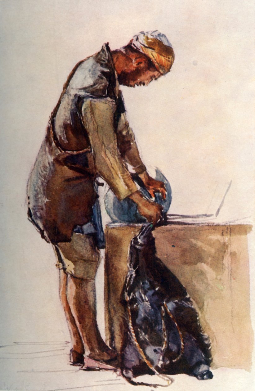 Water-Carrier Filling Skin, Jeruzalém, 1902. od John Fulleylove