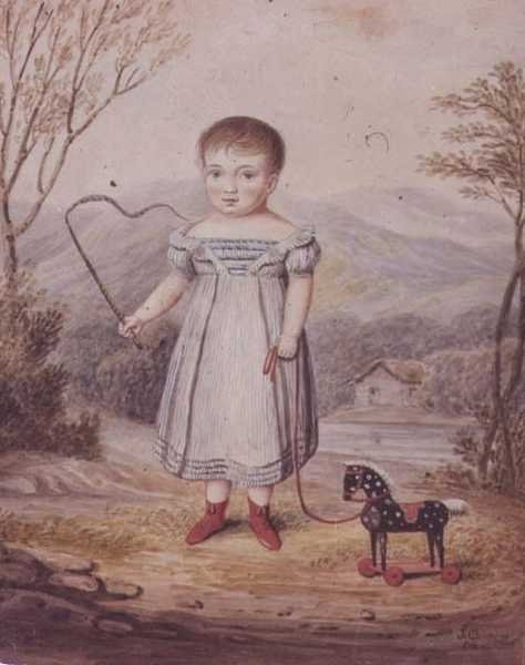 Dívka s hračkou koně od John Gadsby Chapman