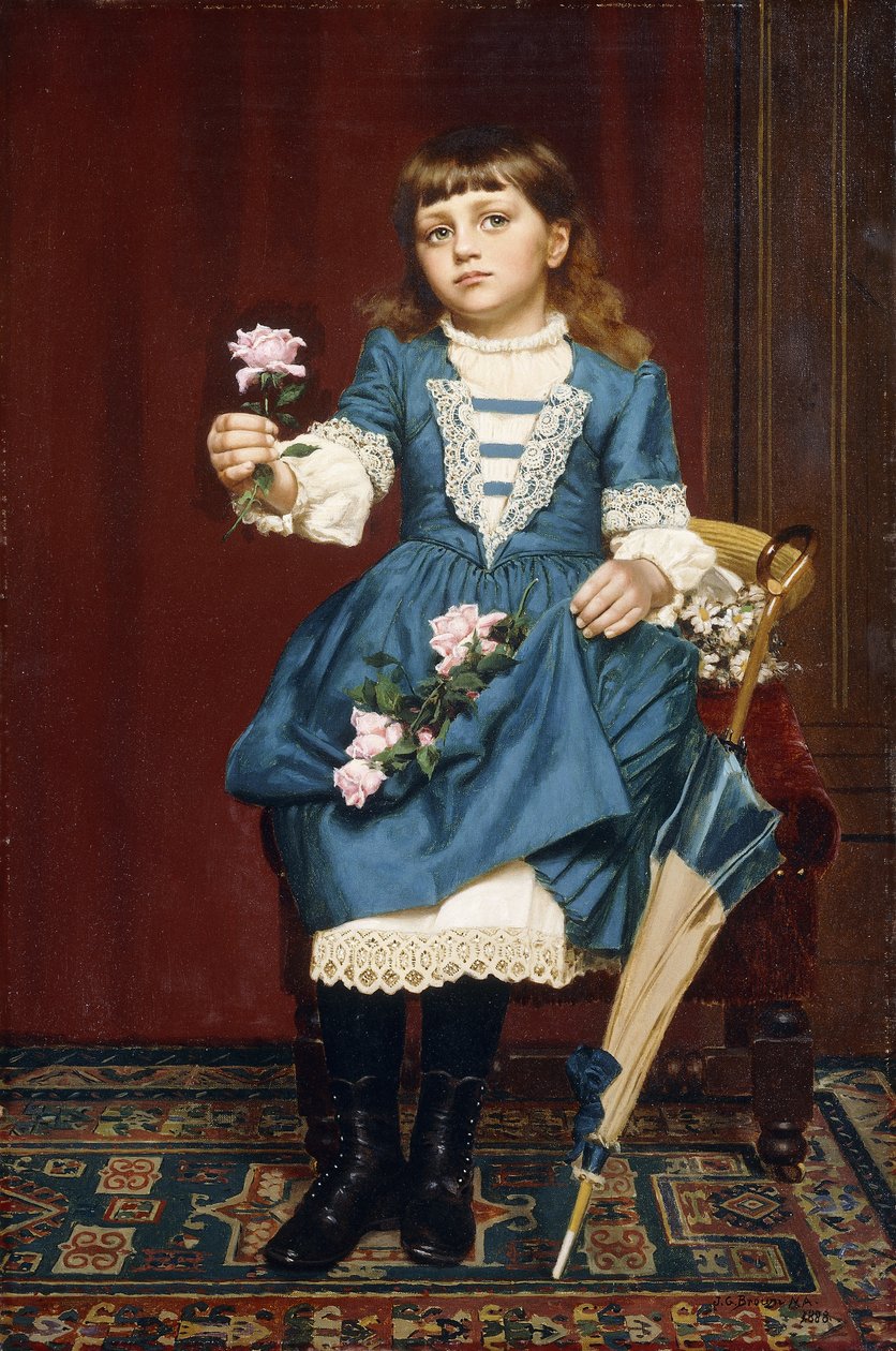 Daisy McComb drží růžovou růži, 1888 od John George Brown