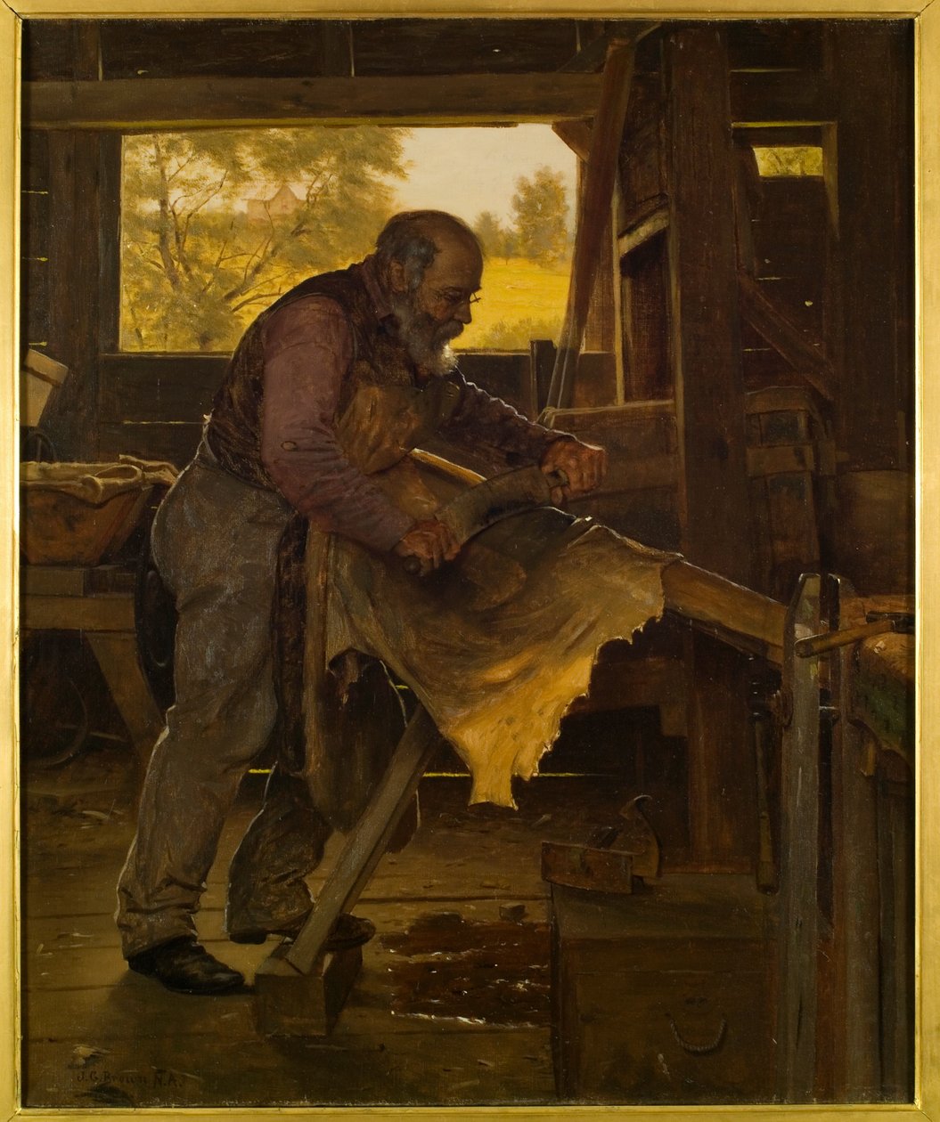 Příprava jelení kůže, 1904 od John George Brown