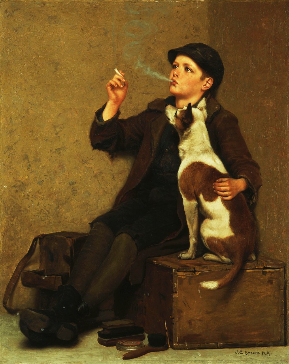 Boty Leštící chlapec, od John George Brown