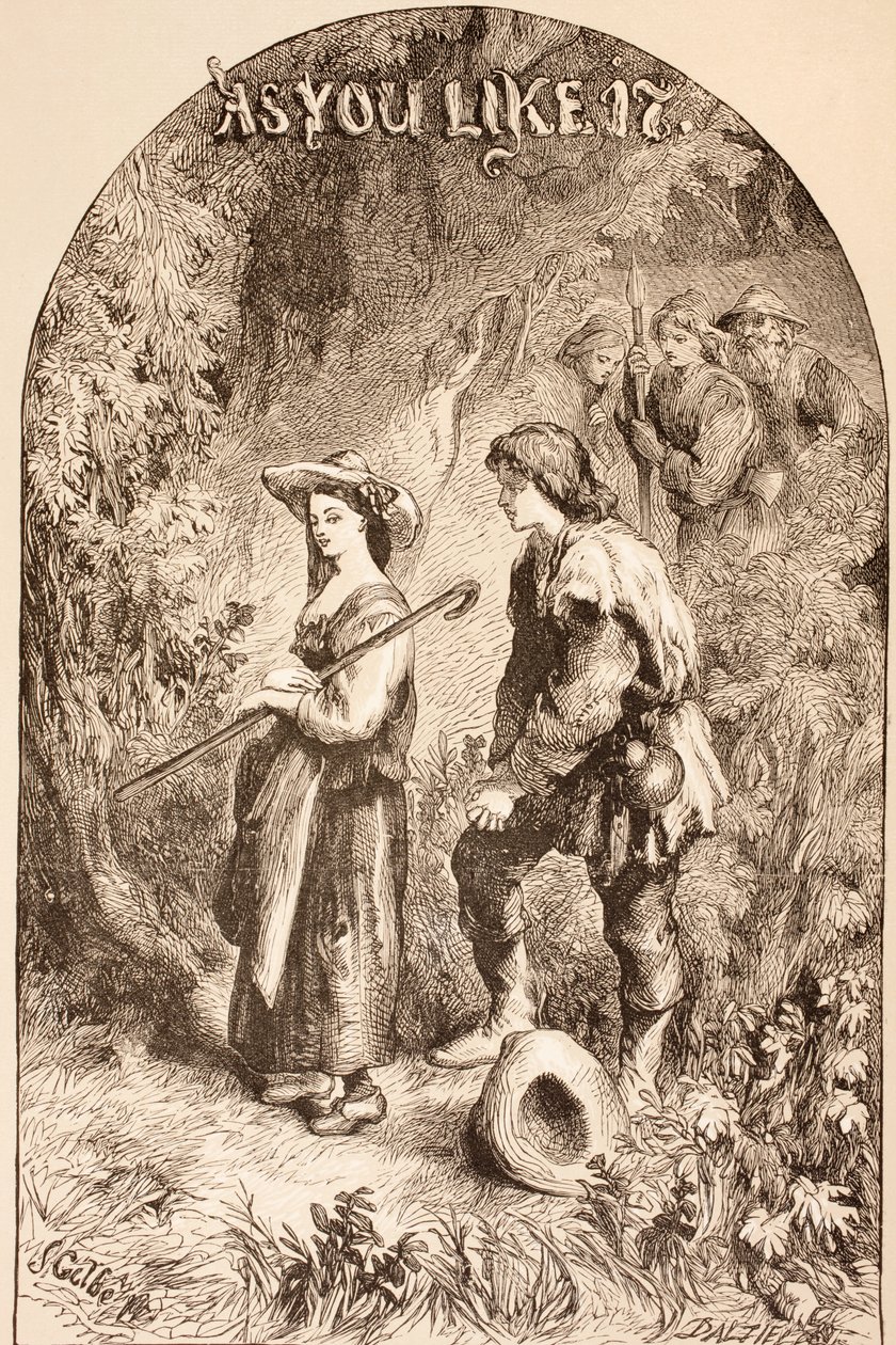 Ilustrace k filmu Jak se vám líbí, z „The Illustrated Library Shakespeare“, vydané v Londýně 1890 od John Gilbert