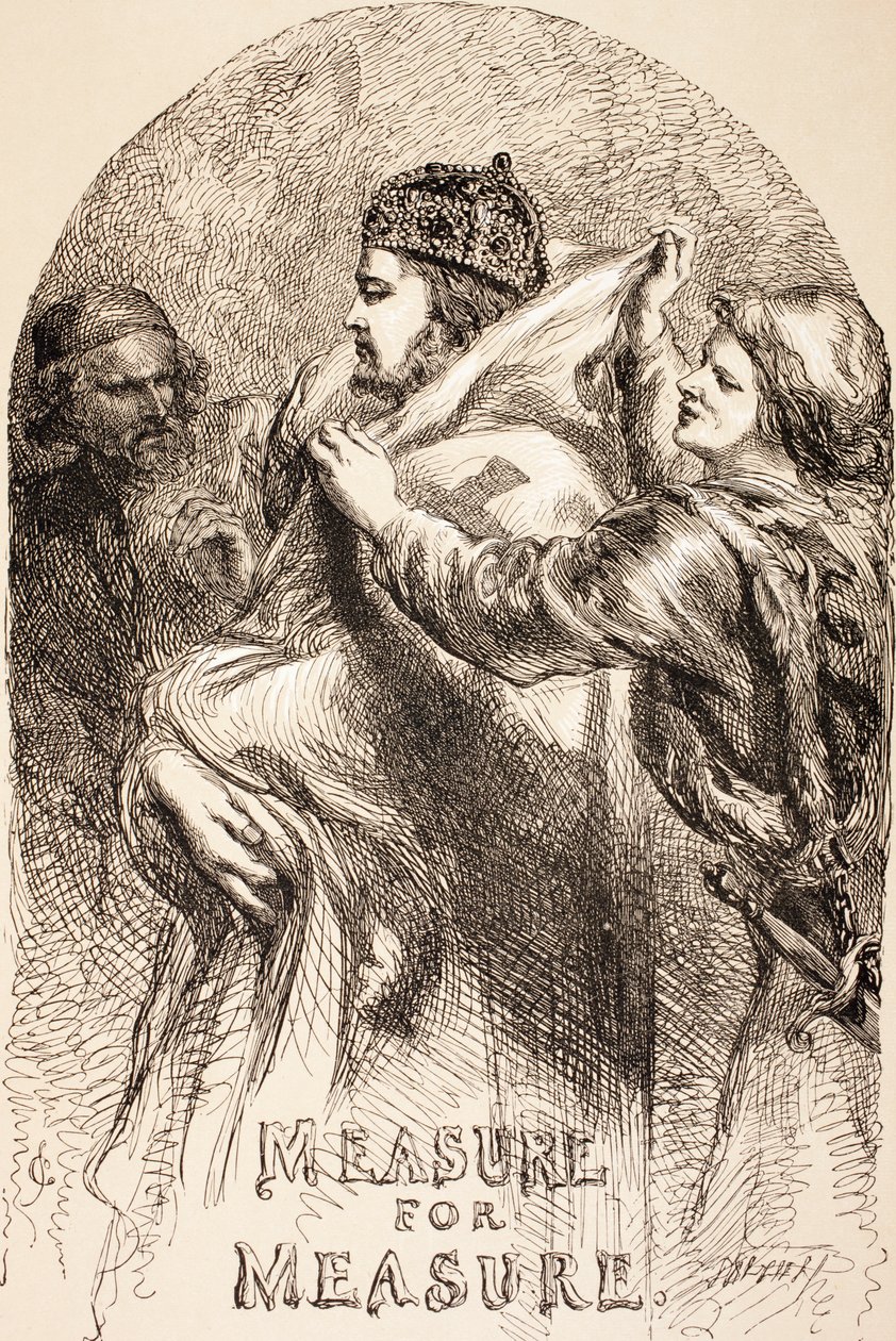 Ilustrace pro Measure for Measure, z „The Illustrated Library Shakespeare“, vydané v Londýně 1890 od John Gilbert
