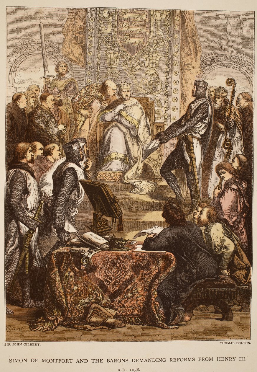 Simon de Montfort a baroni požadující reformy od Jindřicha III., 1258, vyryl Thomas Bolton od John Gilbert