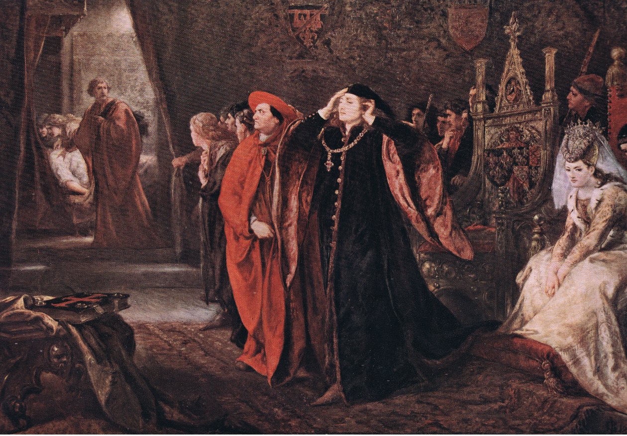 Smrt Gloucestera (král Jindřich VI.). Pojď sem, milostivý suveréne, podívej se na tělo z The Complete Works of William Shakespeare vydané J. Coker & Co Ltd. od John Gilbert