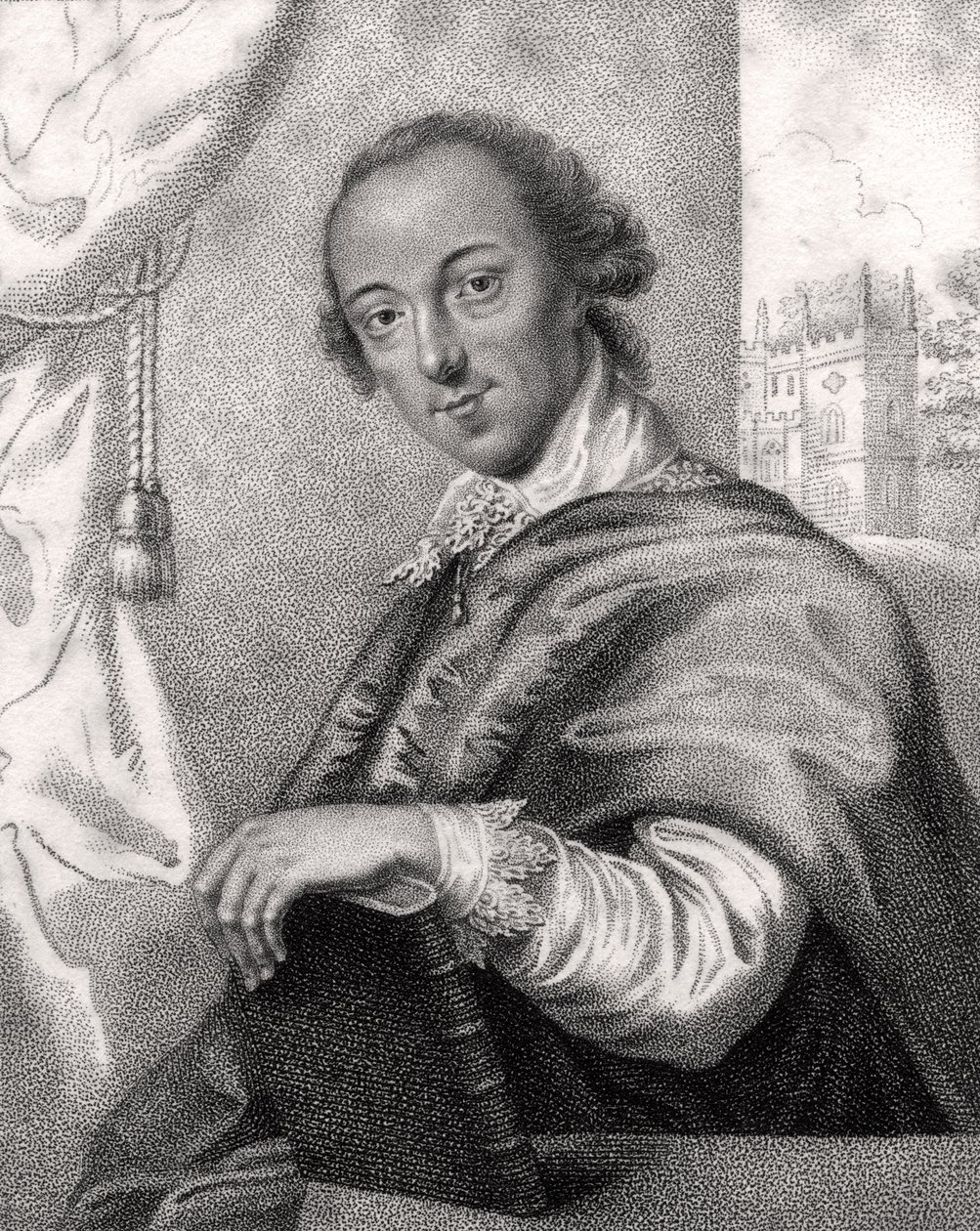 Horace Walpole, vyrytý Bocquetem, z „Katalogu královských a vznešených autorů“, vydaný v roce 1806 od John Giles Eckhardt