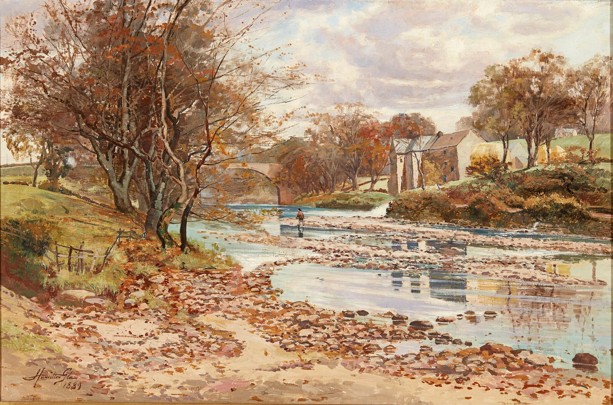 Old Mill on the Tyne, Haddington (olej na plátně) od John Glass