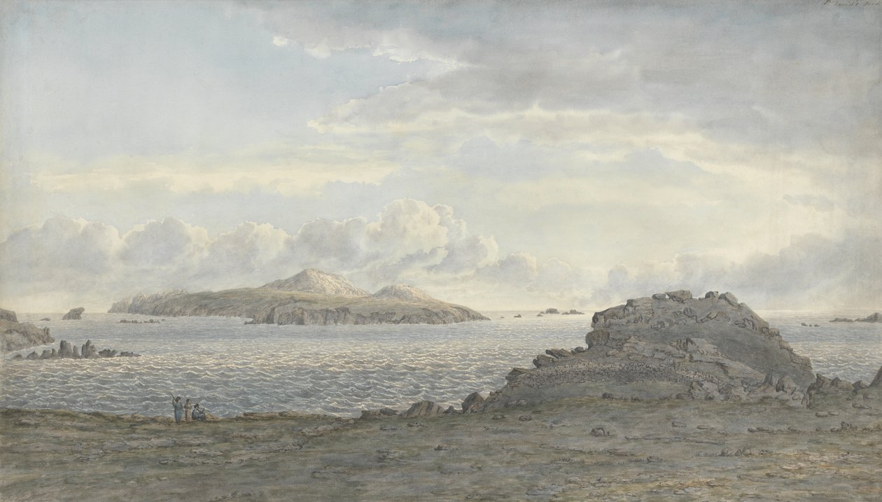 St. Davids Head, Pembrokeshire, cca 1805 (wc na papíře) od John Glover