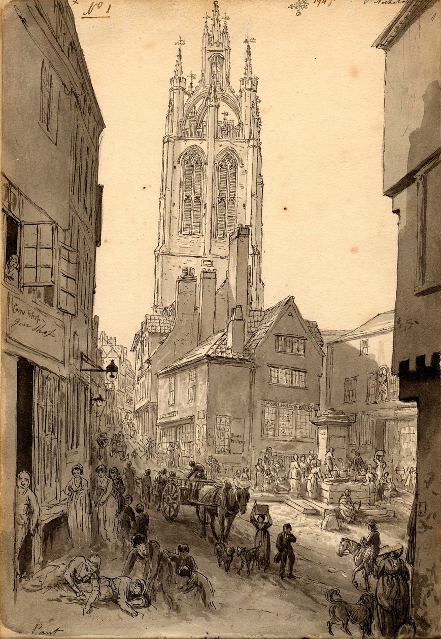 The Old Gin Shop poblíž St. Nicholas Church, Newcastle od John Glover