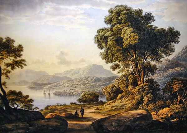 Pohled v Lake District (akvarel na papíře) od John Glover