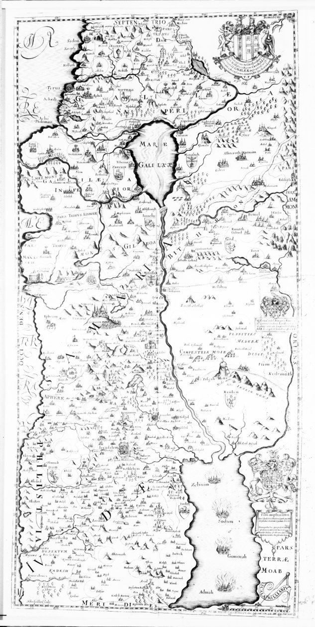 Mapa Samaří, z „Pisgah-sight of Palestine“ od Thomase Fullera, 1650 od John Goddard