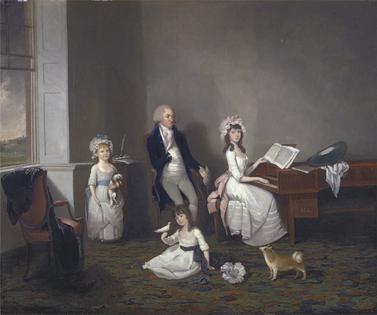 John Richard Comyns z Hylands Essex se svými dcerami, 1775 od John Greenwood