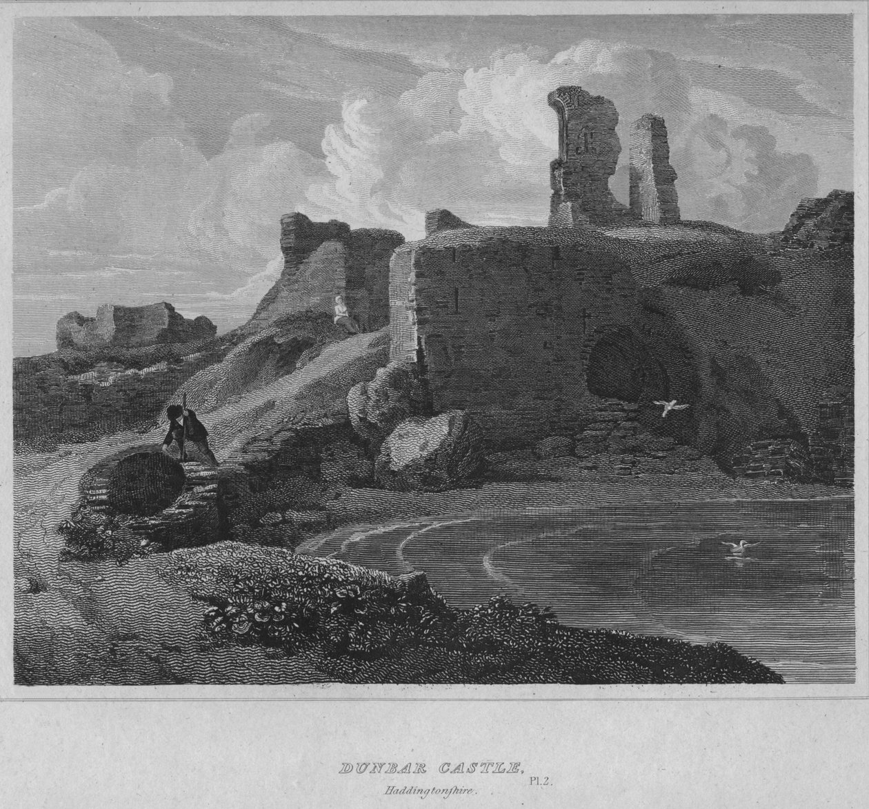 Hrad Dunbar, Haddingtonshire, 1814 od John Greig