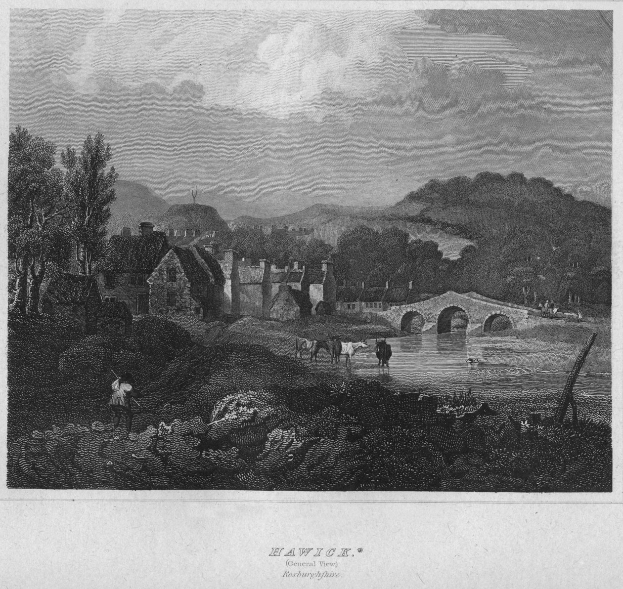 Hawick. Obecný pohled. Roxburghshire, 1814 od John Greig