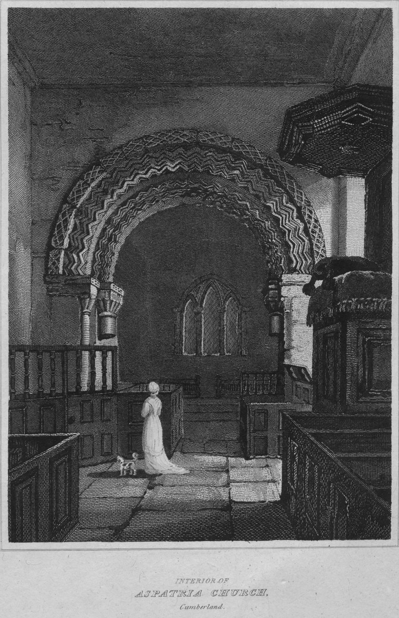 Interiér kostela Aspatria, Cumberland, 1814 od John Greig