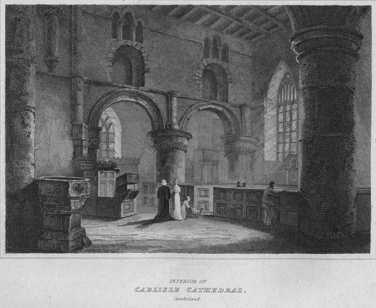 Interiér katedrály v Carlisle. Cumberland, 1814 od John Greig