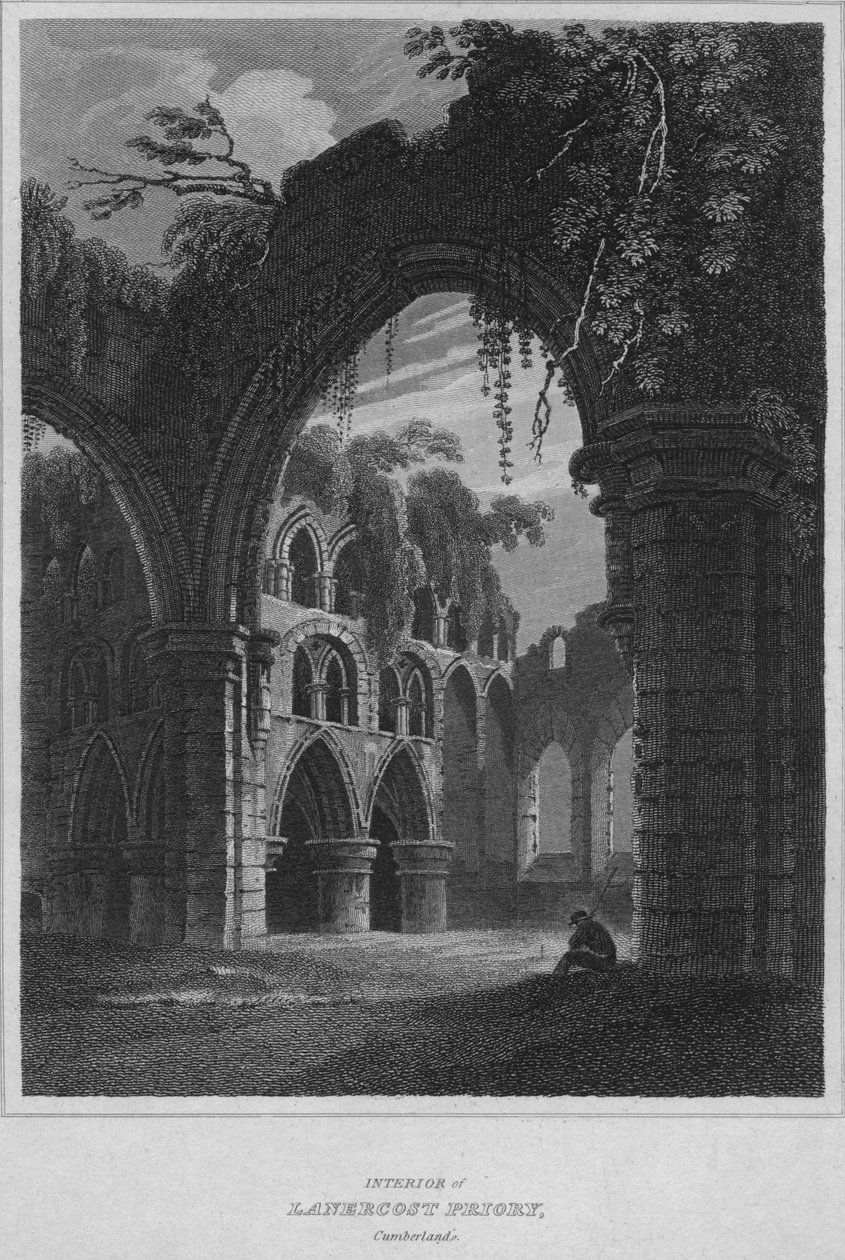 Interiér Lanercost Priory, Cumberland, 1814 od John Greig