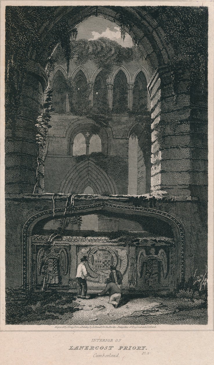 Interiér Lanercost Priory. Cumberland, 1814 od John Greig