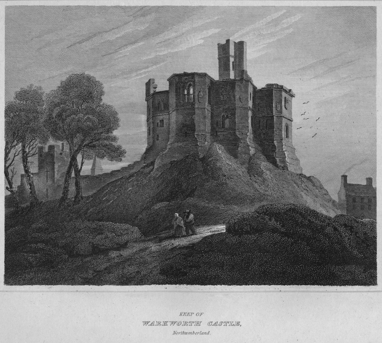 Hrad Warkworth, Northumberland, 1814 od John Greig