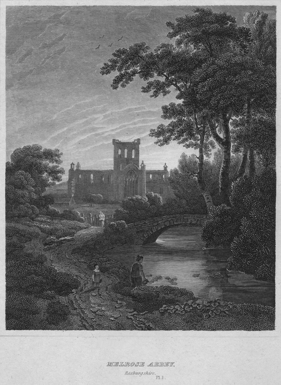 Melrose Abbey, Roxburghshire, 1814 od John Greig