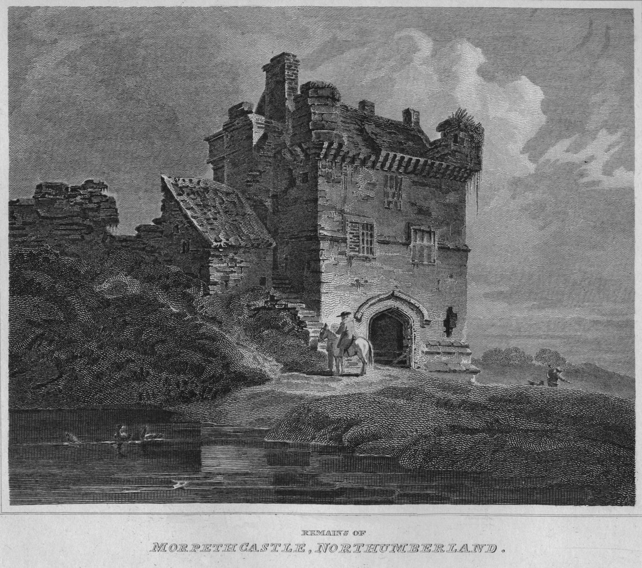 Pozůstatky hradu Morpeth, Northumberland, 1814 od John Greig