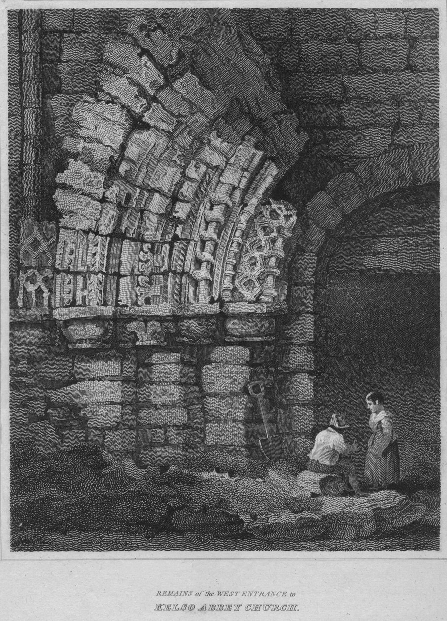 Pozůstatky západního vchodu do kostela Kelso Abbey, 1814 od John Greig