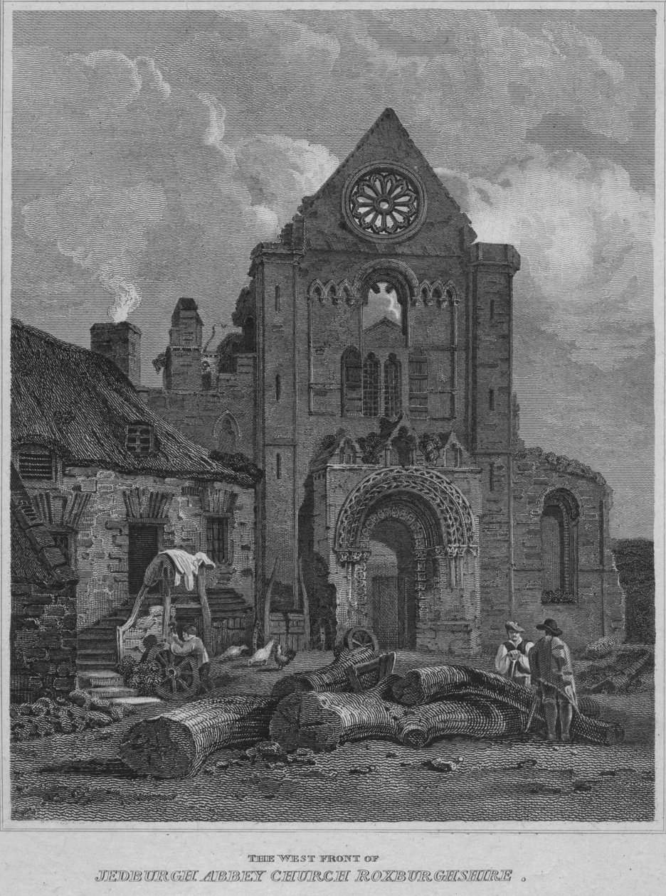 Západní fronta Jedburgh Abbey Church Roxburghshire, 1814 od John Greig