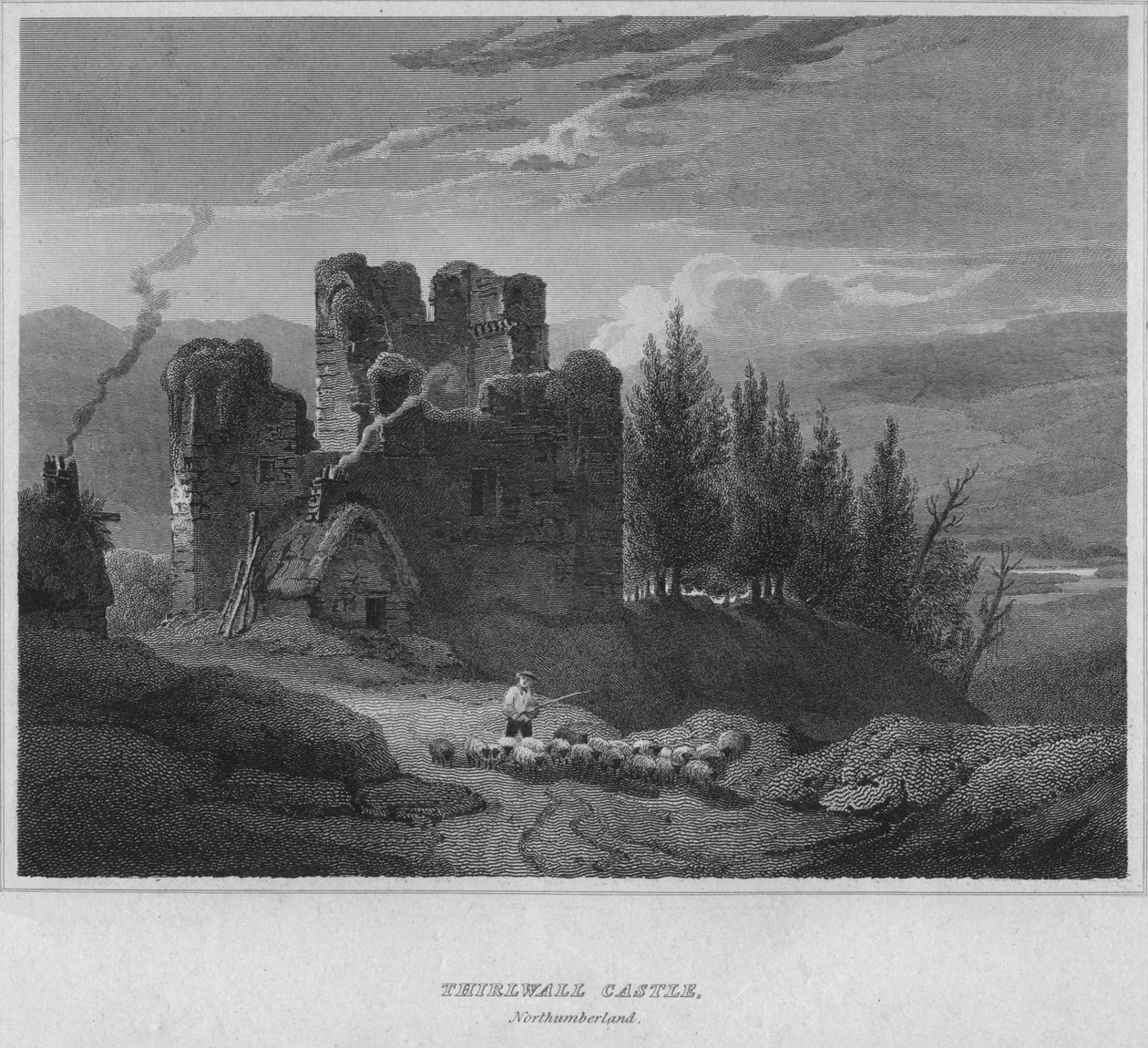 Hrad Thirlwall, Northumberland, 1814 od John Greig