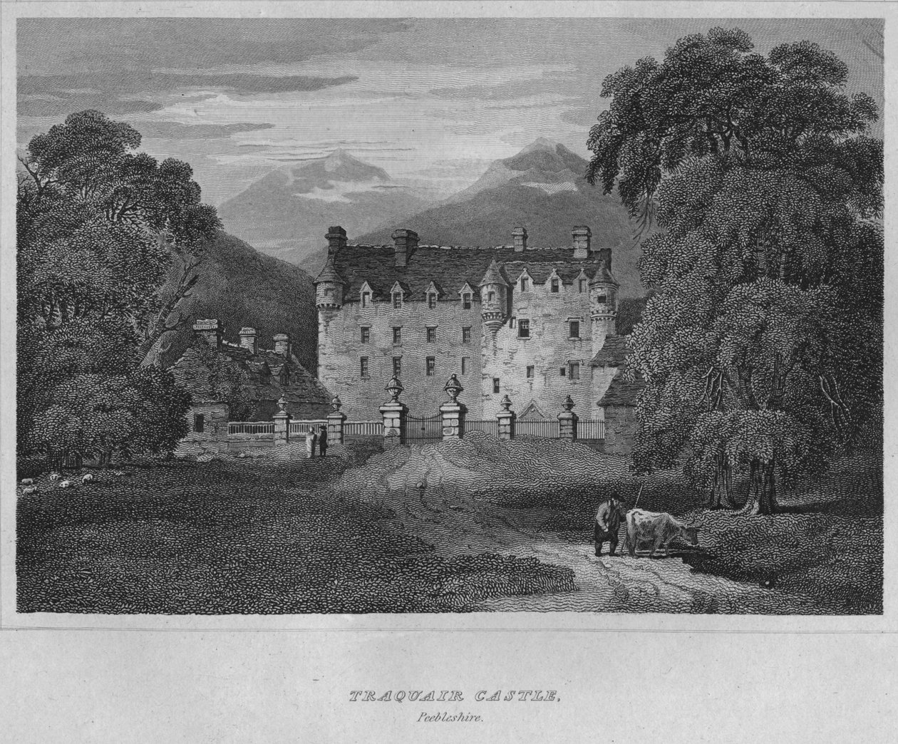 Hrad Traquair, Peebleshire, 1814 od John Greig