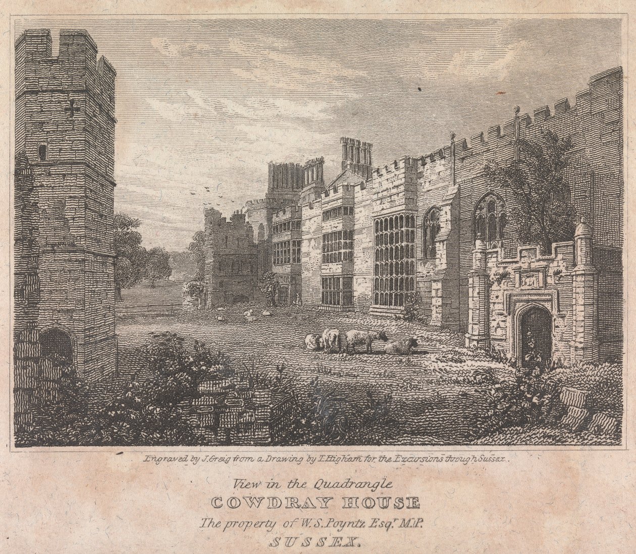 Pohled v Quadrangle Cowdray House (pro exkurze přes Essex); strana 74 (první díl) od John Greig