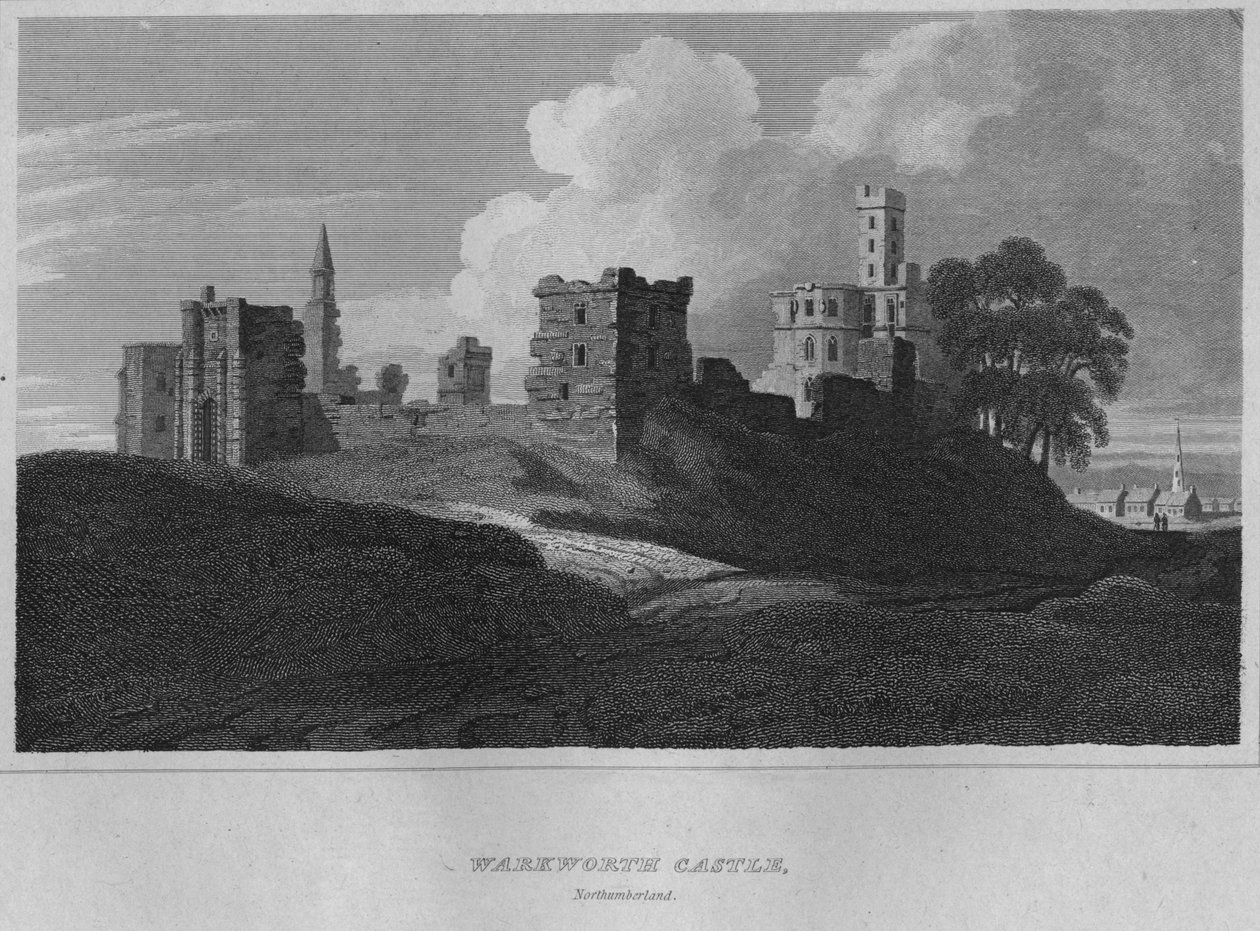 Hrad Warkworth, Northumberland, 1814 od John Greig