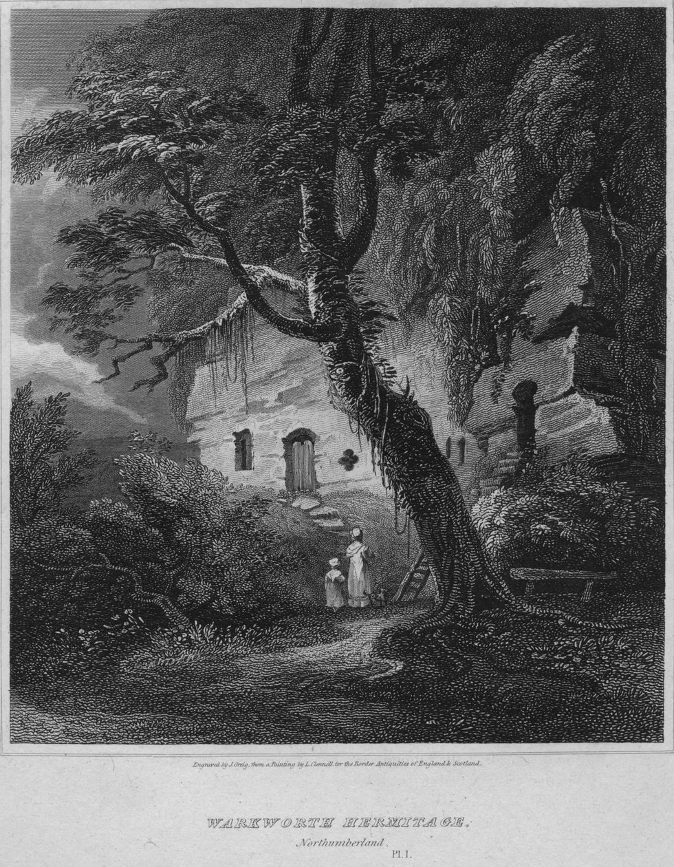 Warkworth Hermitage, Northumberland, 1814 od John Greig