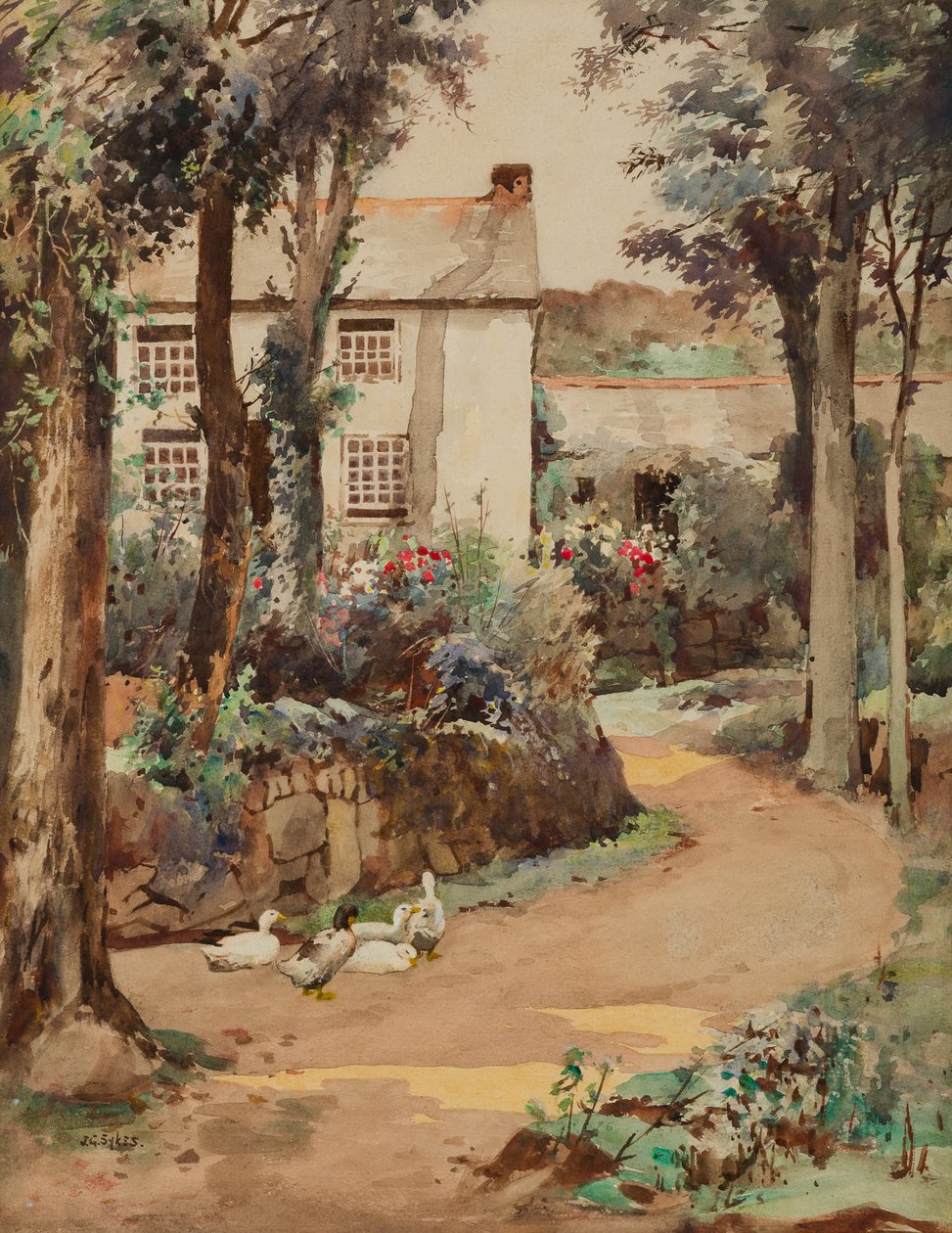 Kemyl Cottage, Lamorna (wc na papíře) od John Guttridge Sykes