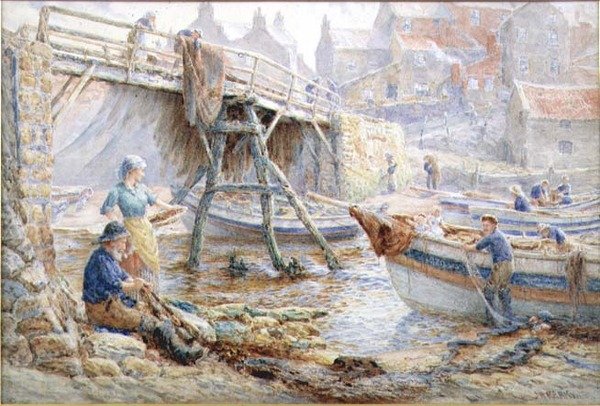 Spravování sítí, Staithes (akvarel) od John H. Parkyn